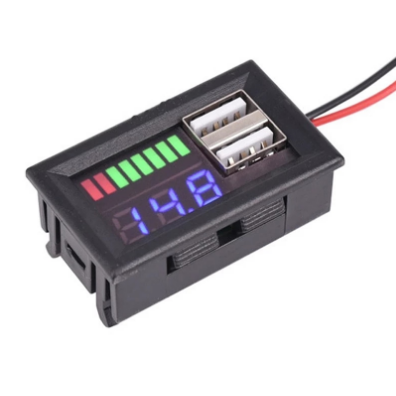 Voltímetro 12V Para carro y moto con doble salida USB