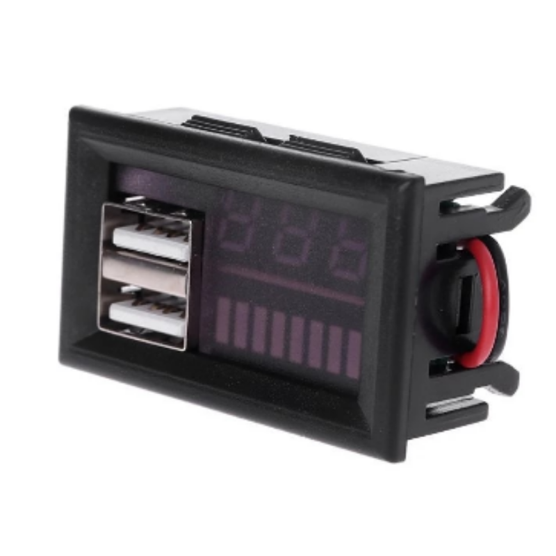 Voltímetro 12V Para carro y moto con doble salida USB