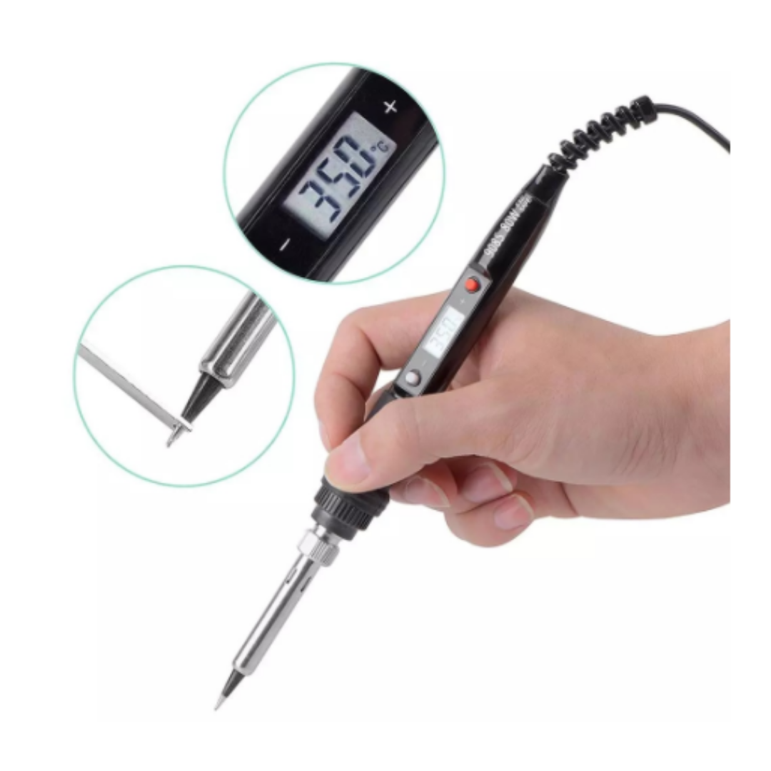 Cautín JCD 80W pantalla LCD temperatura ajustable 110V con herramientas