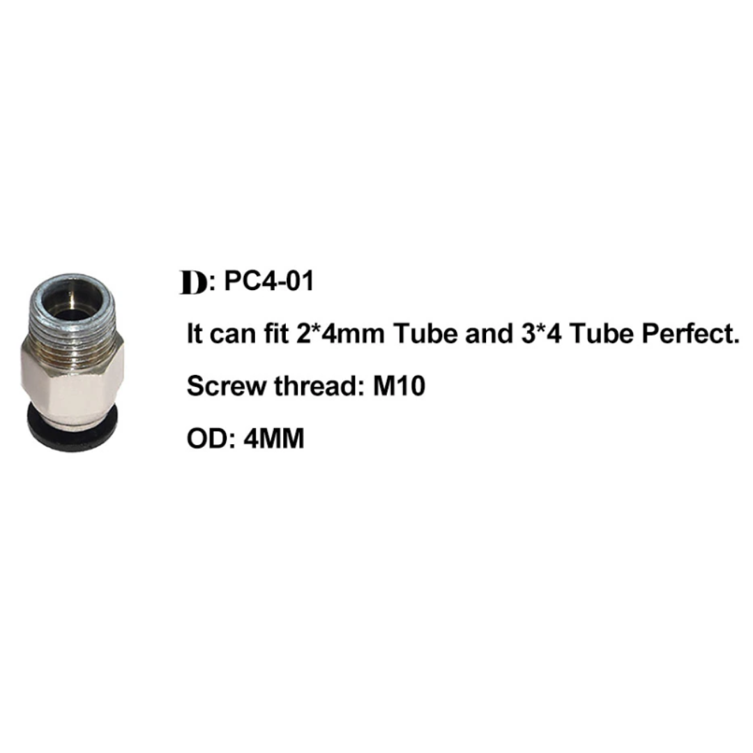 Racor Pc4-01 Conector Para Tubo Ptfe Impresora 3d x 2 unidades