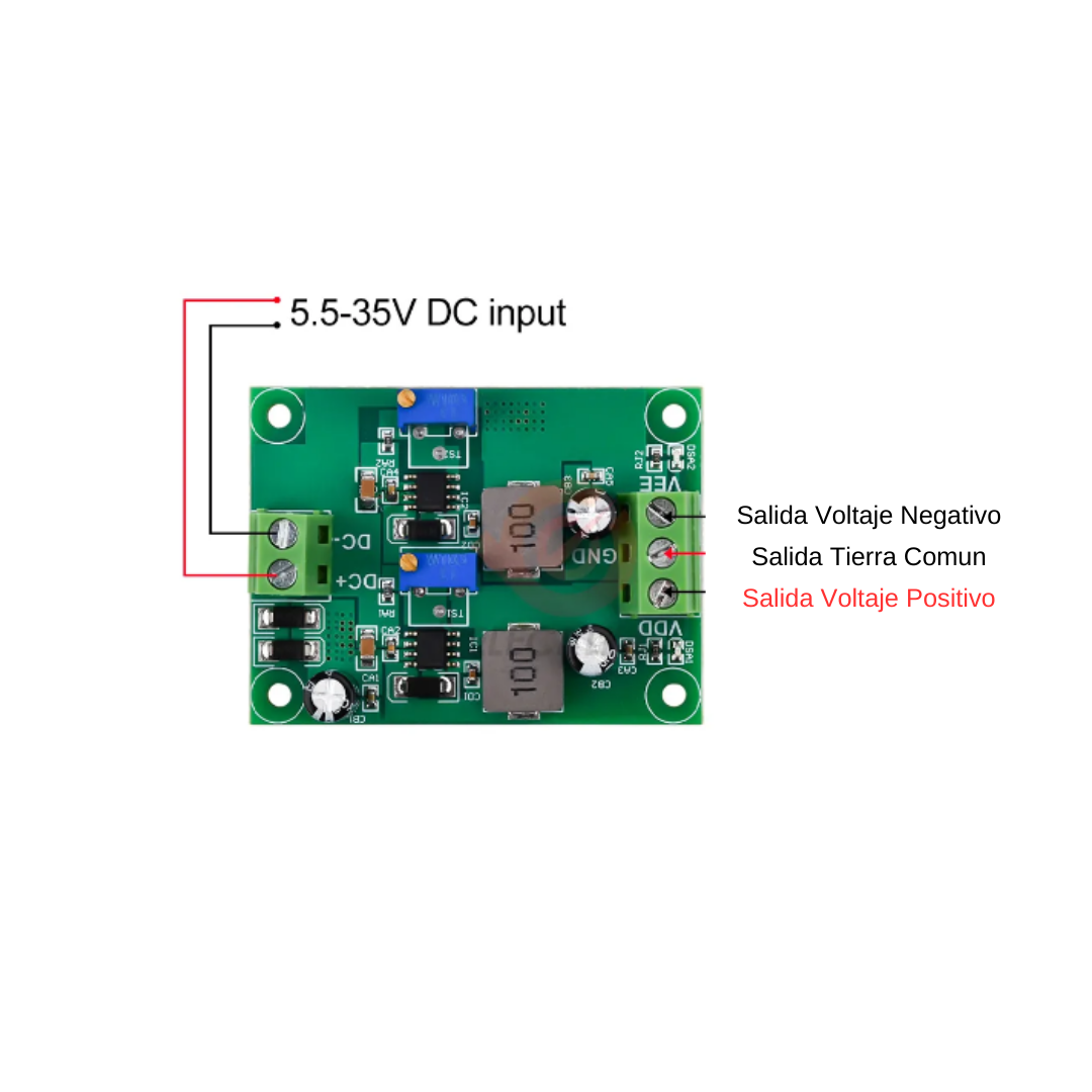 Regulador Estabilizador de Voltaje 5.5v - 35V a 1.22 - 16V Simetrico