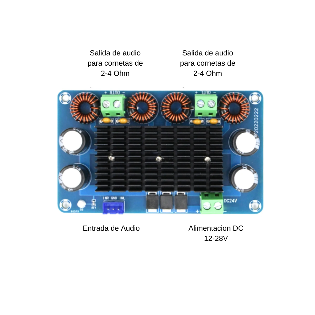 Amplificador de Audio 150W Estéreo 12V-28V