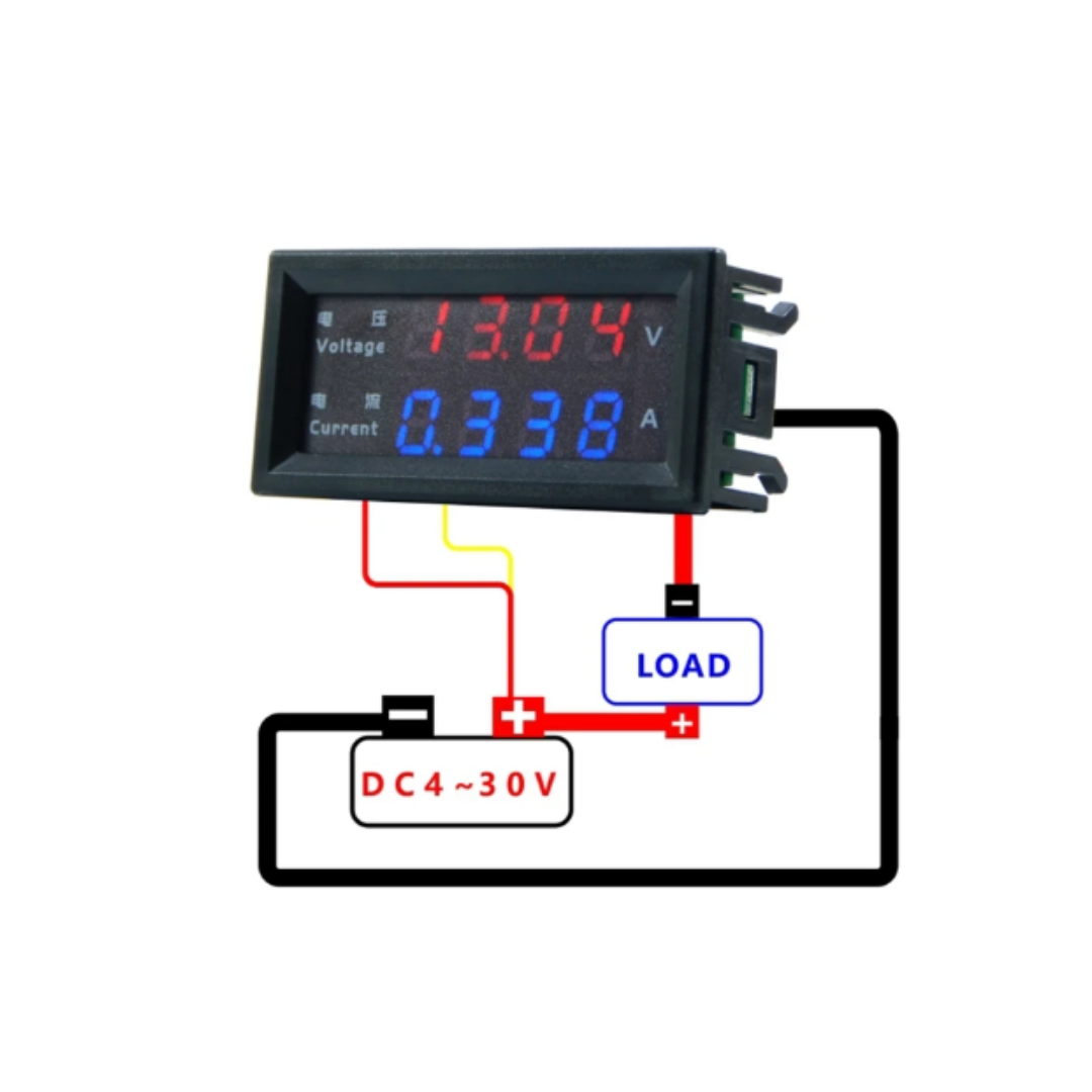 Voltímetro Amperimetro DC 200V 10A 4 digitos