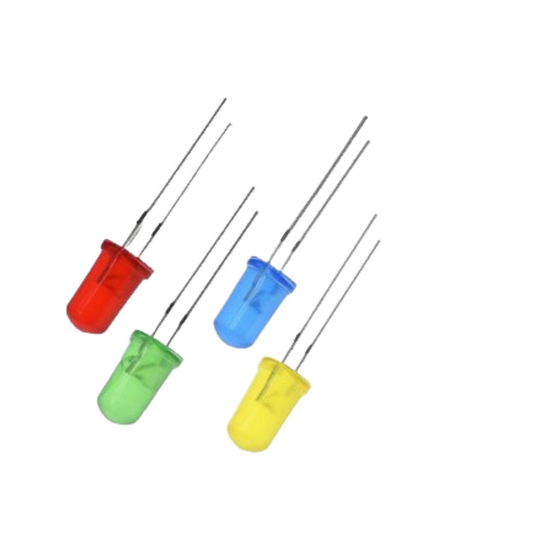 Diodo Led 5mm pack 20 unidades rojo-verde-amarillo-azul