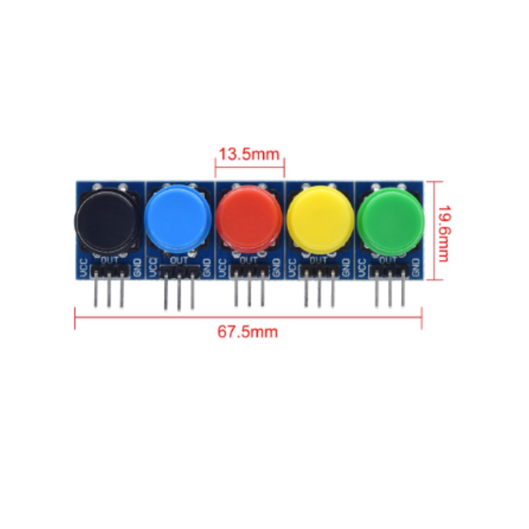 Botones de colores para protoboard y pcb 12x12mm pack de 5